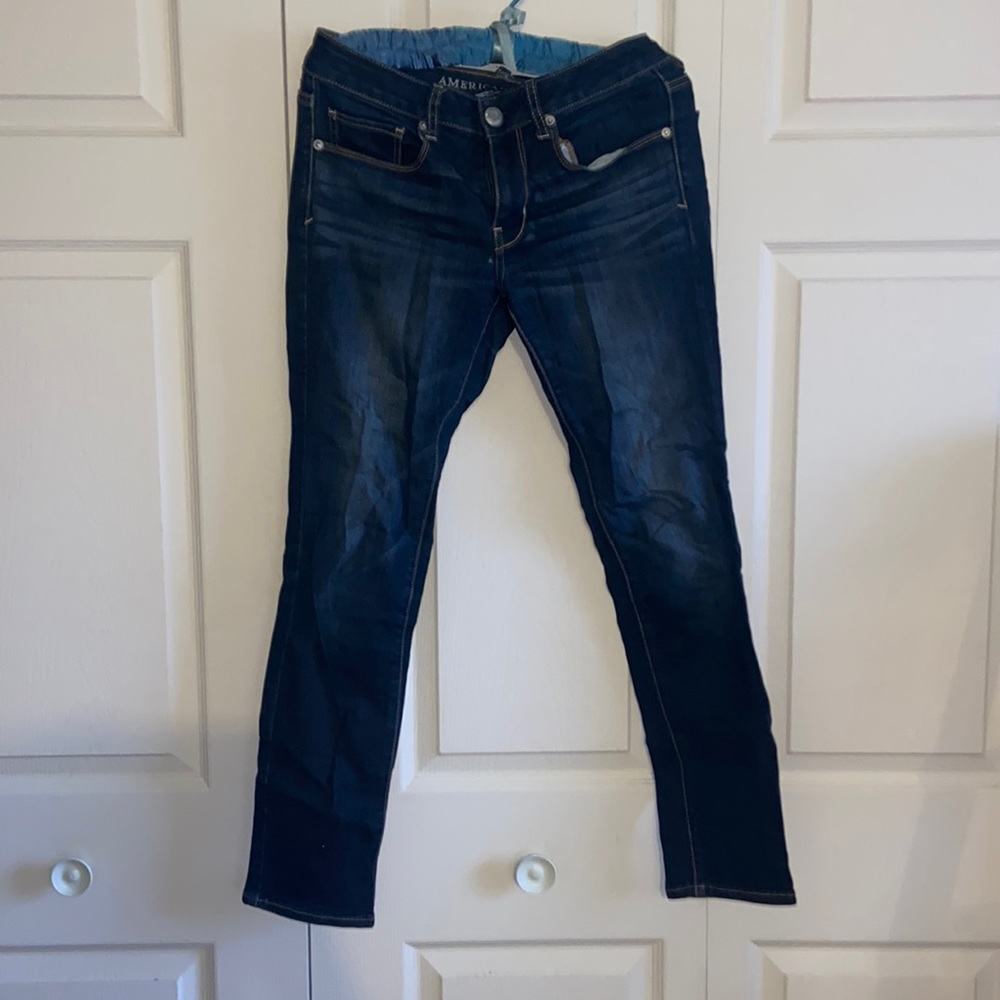 AE dark blue skinny jeans